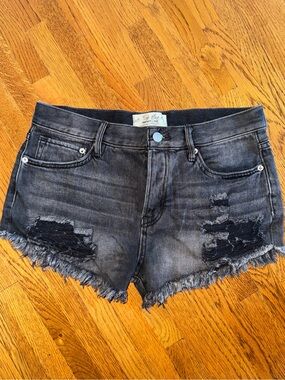 Loving Good Vibrations Cutoffs Black Distressed Denim Shorts